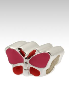 Belk Silverworks Pink Enamel Butterfly Originality Bead