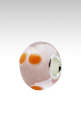 Belk Silverworks Pink Glass with Yellow Dots Originality Bead
