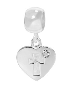 Belk Silverworks Drop Heart Disc with Cross Originality Bead
