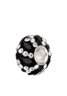 Belk Silverworks Sterling Silver Black and Clear Crystal Round Originality Bead