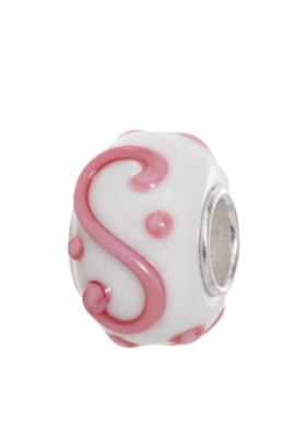 Belk Silverworks White and Pink Glass and Sterling Silver Originality Bead