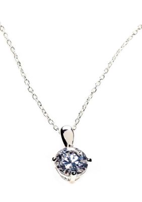 Belk Silverworks Sterling Silver Round Cubic Zirconia Pendant on 18