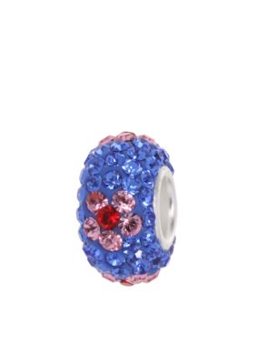 Belk Silverworks Blue and Pink Crystal Flower Originality Bead