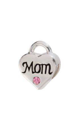 Belk Silverworks Pink Crystal Mom Heart Originality Bead