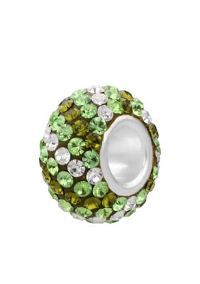 Belk Silverworks Green Diagonal Strip Crystal Originality Bead