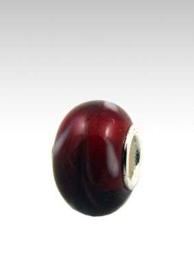 Belk Silverworks Red with White Swirls Originality Bead