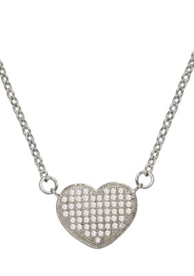 Belk Silverworks Everloved Fine Silver Plate Micro-Pave' Heart Cubic Zirconia Pendant