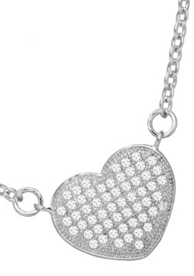 Belk Silverworks Everloved Fine Silver Plate Micro-Pave' Heart Necklace