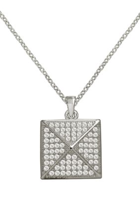 Belk Silverworks Everloved Fine Silver Plate Micro-Pave' Round Pendant