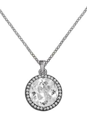 Belk Silverworks Everloved Fine Silver Plate Micro-Pave' Round CZ Pendant
