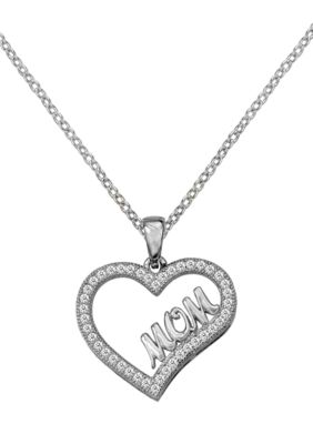 Belk Silverworks Fine Silver Plated Mom Heart Pendant
