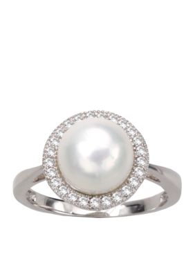 Belk Silverworks Fine Silver Plated Round Pearl Ring