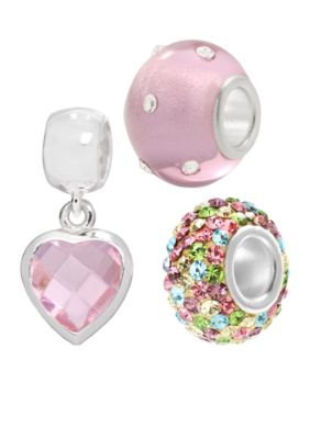 Belk Silverworks Pink Heart Trio Originality Bead Set