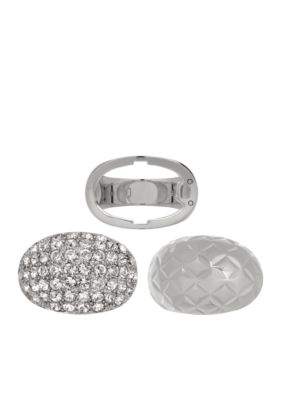 Belk Silverworks Fine Silver Plate Crystal and Diamond Cut Interchangeable Ring Size 7