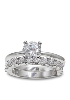 belk bridal cubic zirconia engagement ring band silverworks jewelry