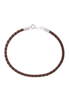 Belk Silverworks Brown Braided Leather Bracelet