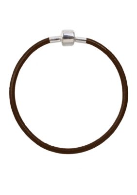 Belk Silverworks Brown Leather 8-Inch Originality Bead Bracelet