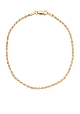Belk Silverworks 24kt Gold Over Milano Silver 8 Inch Rope Chain Bracelet