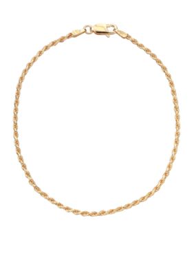 Belk Silverworks 24kt Gold Over Milano Silver 9 Inch Rope Chain Bracelet