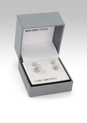 ND&reg; New Directions Square CZ Duo Earring Set