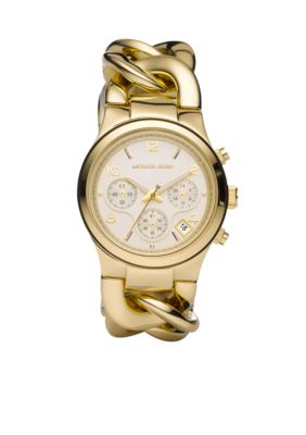 Michael Kors Mid-Size Gold Tone Stainless Steel Runway Twist Chronograph Watch