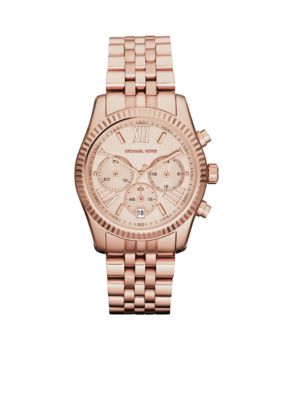 Michael Kors Mid-Size Rose Gold Tone Stainless Steel Lexington Chronograph Watch