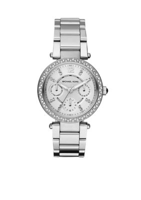 Michael Kors Parker Mini Silver Tone Glitz Multifunction Watch