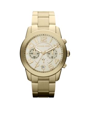 Michael Kors Mid-Size Gold Tone Stainless Steel Mercer Chronograph Watch