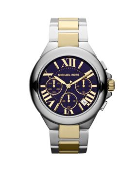 Michael Kors Mid-Size Silver-Tone and Gold-Tone Stainless Steel Camille Chronograph Watch