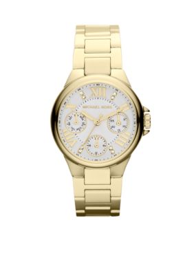 Michael Kors Mini-Size Gold-Tone Stainless Steel Camille Three-Hand Glitz Watch