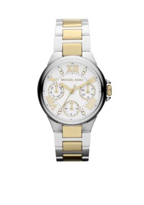 Michael Kors Mini-Size Silver-Tone and Gold-Tone Stainless Steel Camille Three-Hand Glitz Watch