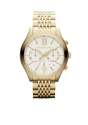 Michael Kors Mid-Size Gold-Tone Stainless Steel Brookton Chronograph Watch