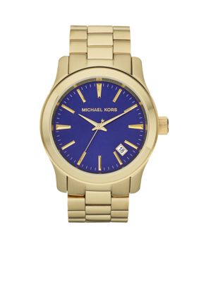 Michael Kors Over-sized Gold Tone Stainless Steel Runway Three-Hand Watch<br>