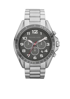 Michael Kors Men's Silver Tone Stainless Steel Bradshaw Chronograph Watch