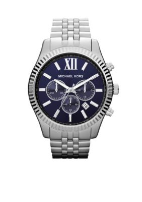 Michael Kors Oversized Silver Tone Stainless Steel Lexington Chronograph Watch