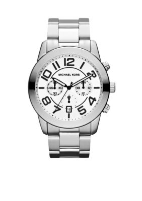 Michael Kors Mens Silver-Tone Stainless Steel Mercer Chronograph Watch
