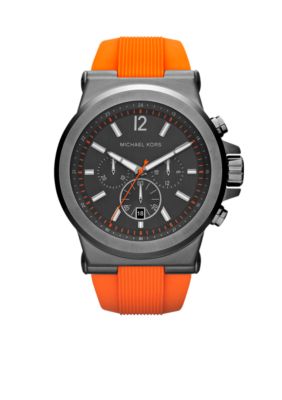Michael Kors Men's Gunmetal Stainless Steel and Orange Silicone Dylan Chronograph Watch