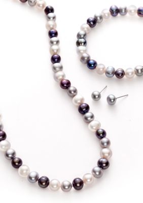 Belk Silverworks White Gray Peacock Pearl Three-Piece Box Set