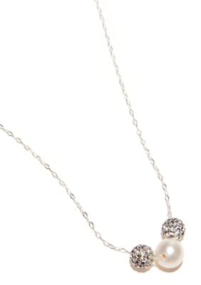 Belk Silverworks Crystal and Pearl Sterling Silver Necklace