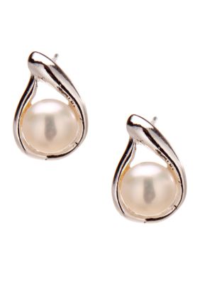 Belk Silverworks Cultured Pearl and Sterling Silver Stud Earrings