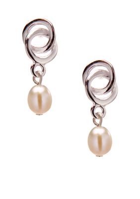 Belk Silverworks Cultured Pearl and Sterling Silver Drop Earrings