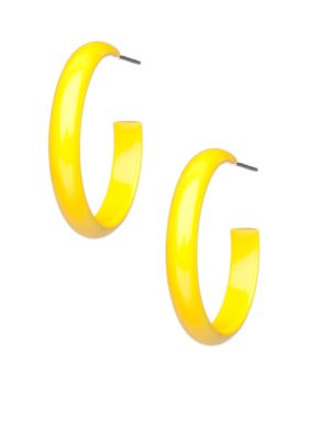 Kim Rogers&reg; Yellow Medium Thin Hoop Earrings