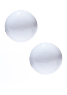 Kim Rogers White Medium Dome Clip Earrings