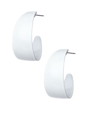 Kim Rogers White Oval Hoop Earrings