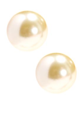 Kim Rogers Yellow Pearl 12mm Stud Earrings