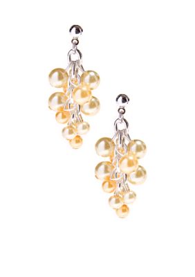 Kim Rogers Yellow Pearl Cluster Drop Earrings