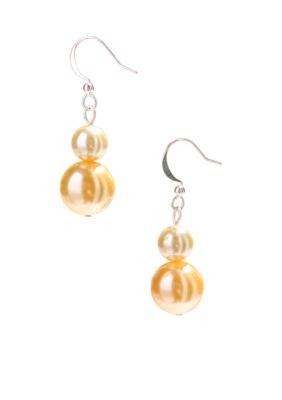 Kim Rogers Yellow Double Pearl French Wire Earrings