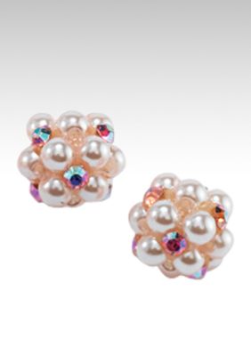 Kim Rogers&reg; Pink Pearl and Crystal Cluster Earring