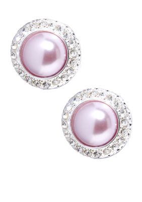 Kim Rogers Lavender Button Clip Earrings