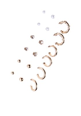 Kim Rogers 9 Pair Stud and Hoop Earrings Set